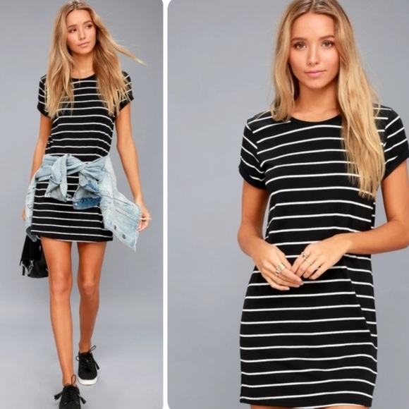 Lulus Dresses & Skirts - Lulu’s Cafe Society Navy White Striped Shirt Dress